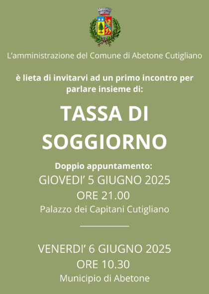 Il Comune Incontra la Cittadinanza: Incontri Pubblici sulla Tassa di Soggiorno Il Comune Incontra la Cittadinanza: Incontri Pubblici sulla Tassa di Soggiorno